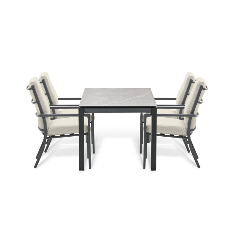 Domingo And Sergio Rectangular 4 Person 160cm Long Aluminum Dining Set with Cushions